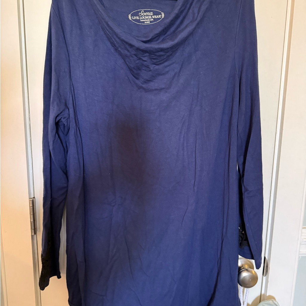 Soma Cowl Neck Long Sleeve Top In Blue